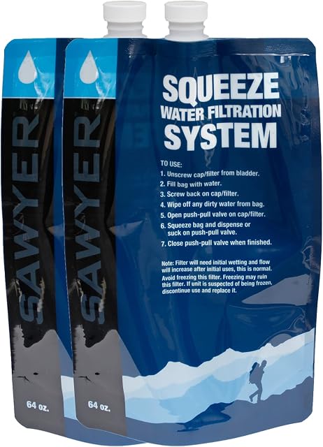 SAWYER Outdoor Water Purification Filter Spare Parts Bucket Bucket Conversion Inline Quick Fill Adapter Screw Coupling Kit Sawyer Accessories (Squeezable Replacement Pouches 2L)
