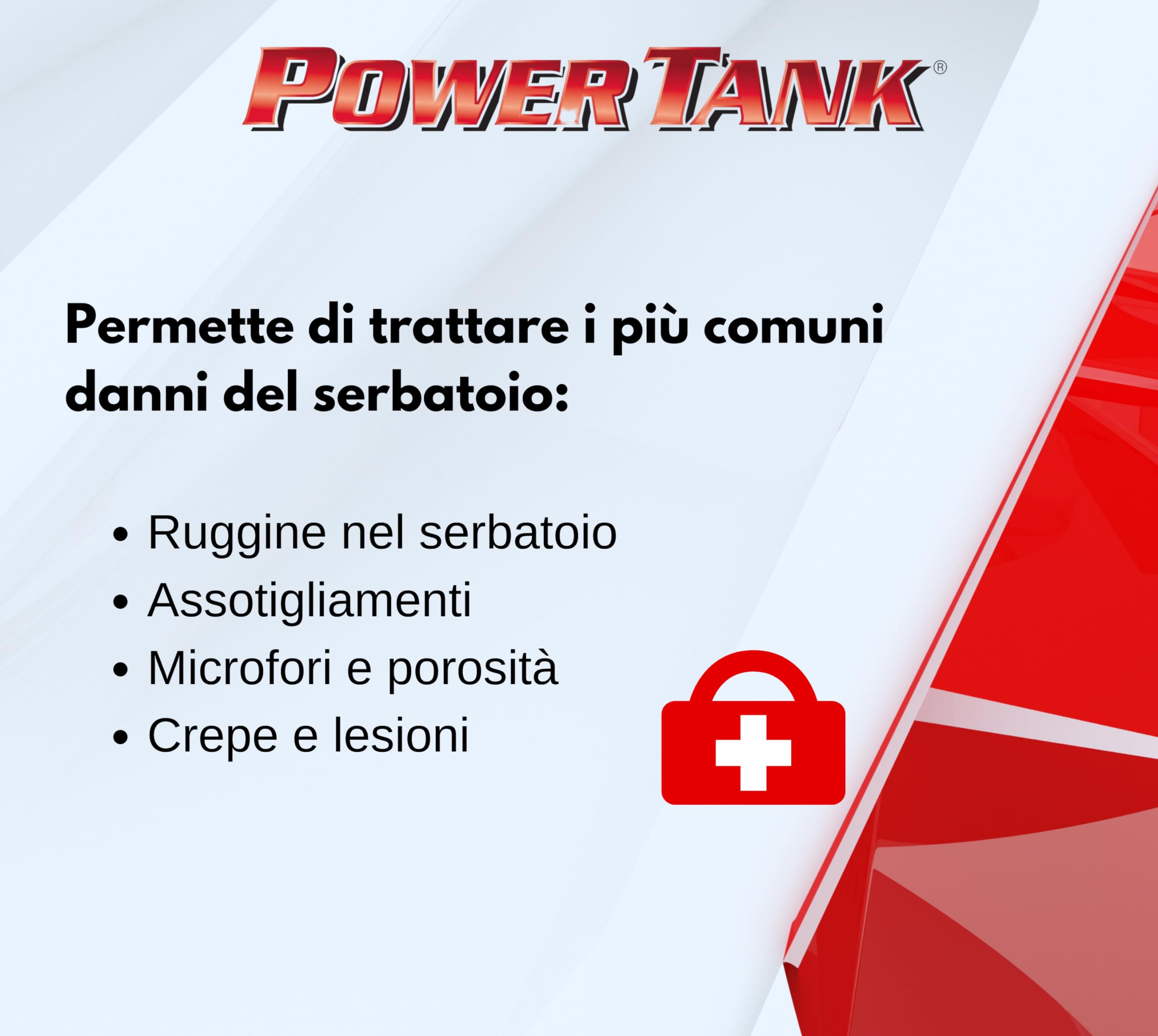 POWER TANK Trattamento Serbatoio Moto Auto (100/120 Litri) Kit Very big 2,5 kg per interno Serbatoi benzina Diesel Gasolio Elimina la Ruggine Ripara Protegge Arrugginito Vespa d'Epoca con Antiruggine