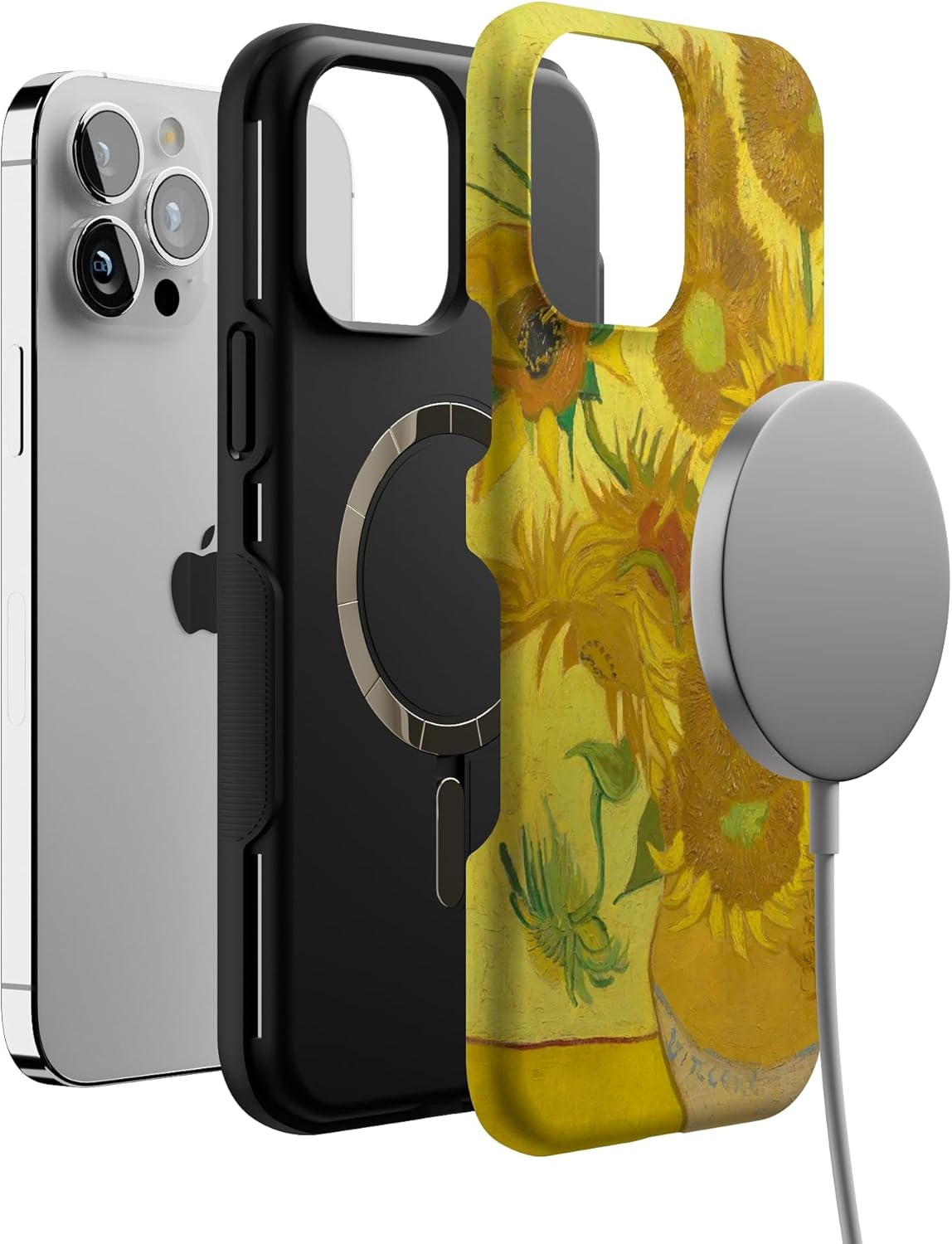 Casely iPhone 13 Pro Max Case | Van Gogh Sunflowers | Bold Protective Case Design | Compatible with MagSafe