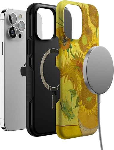 Miniatura 619 de Casely Funda para iPhone 13 Pro Max Jardín dorado Floral de girasol amarillo Compatible con MagSafe Diseño protector audaz Jardín Dorado