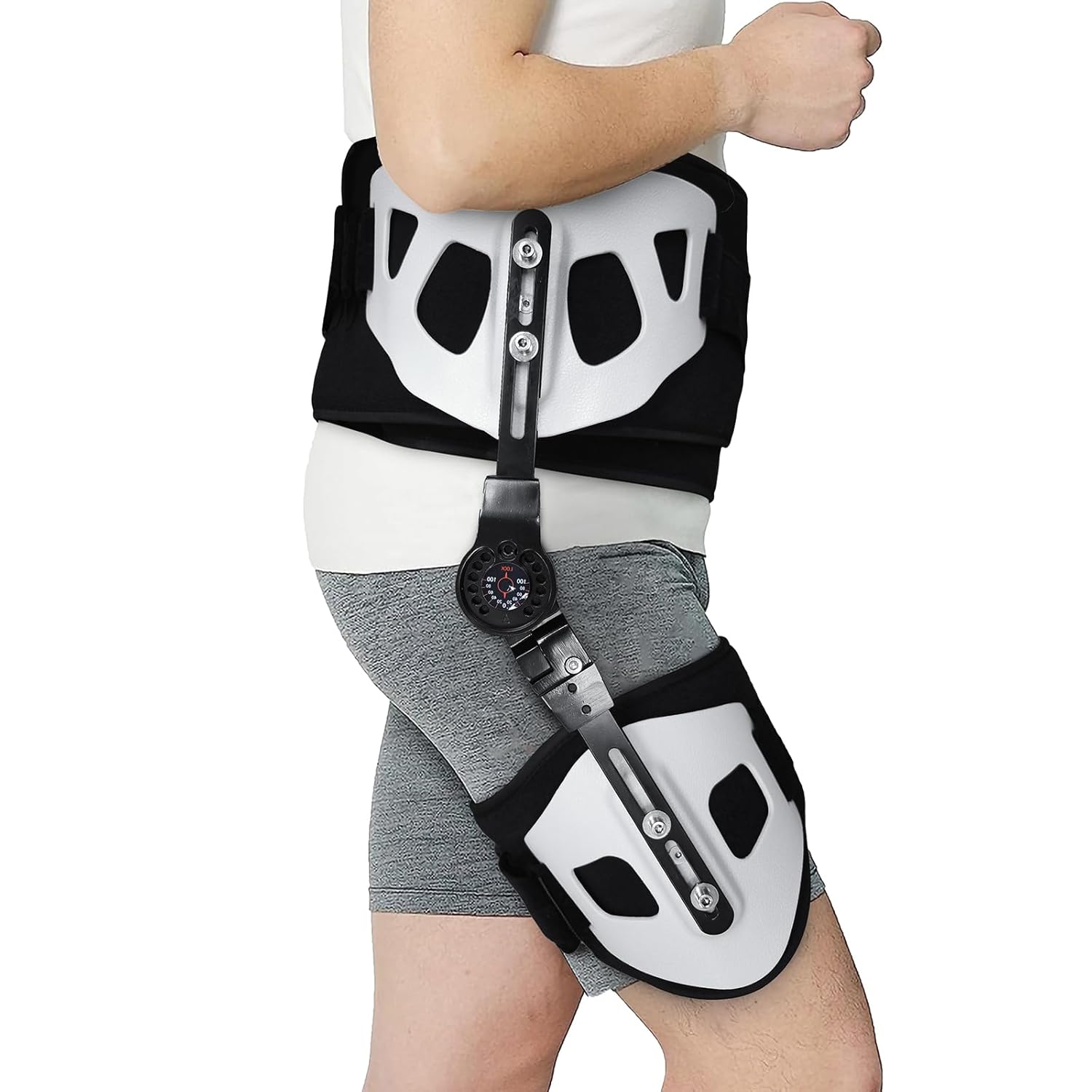 Hip Abduction Brace, Hip Brace for Women and Men, Hip Support Brace Hip Brace for Sciatica Pain Relief Post op Hip Protector Stabilizer for Joint Pain, Universal Black+White