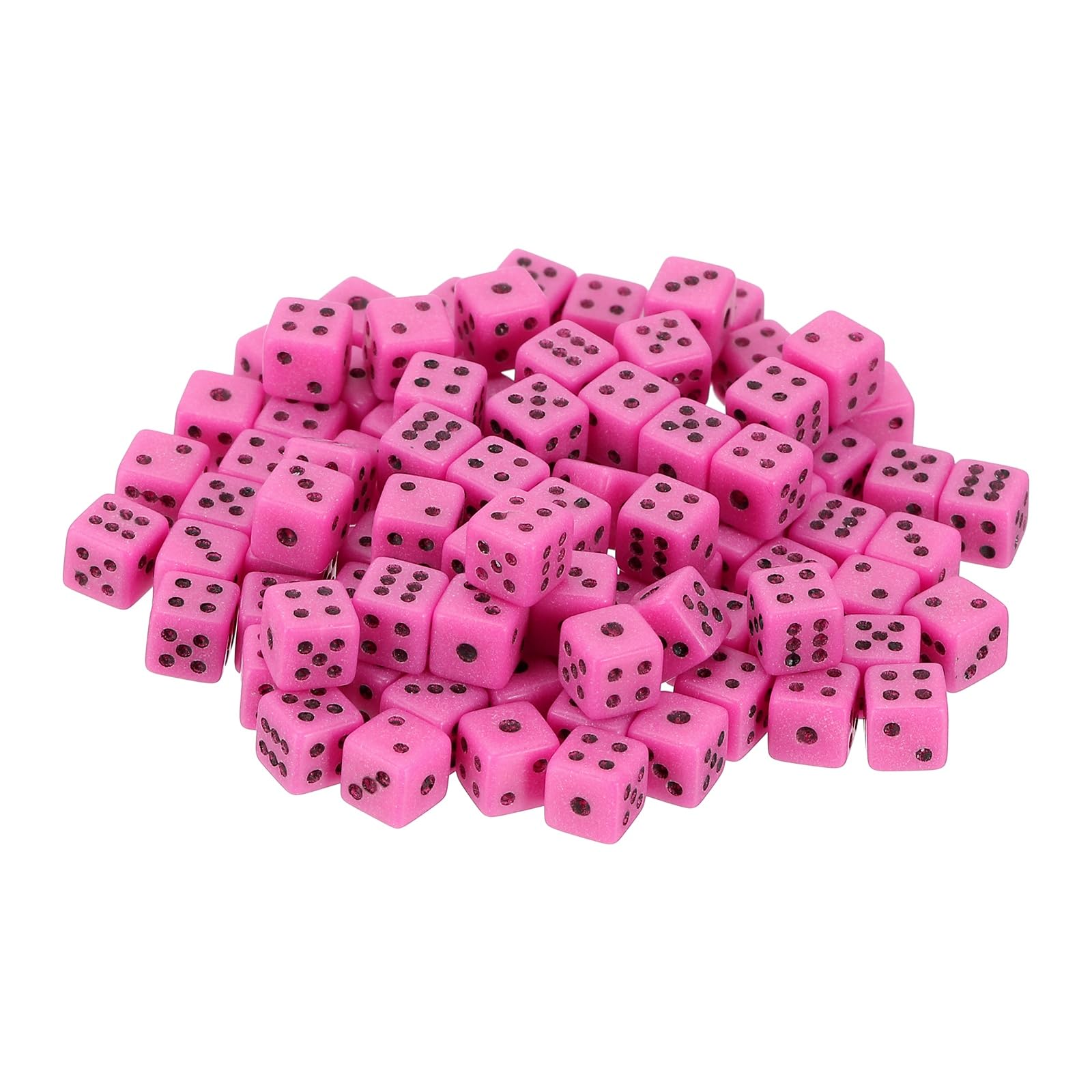 sourcing map 100Pcs Mini Dice, 5mm/0.2" Acrylic Tiny Six Side Game Dot Square Dice Bulk for Table Board Game Party Activities, Pink/Black โ image 1