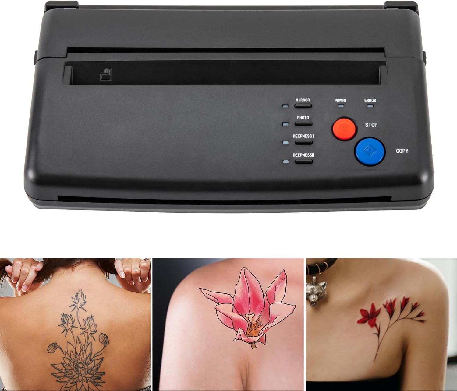 Tattoo Stencil Transfer Copier Printer, Tattoo Transfer Machine, 110-220V ABS Thermal Maker, HD Mirror Transfer for Studio/Parties (A4 Paper) for tattooing Artists
