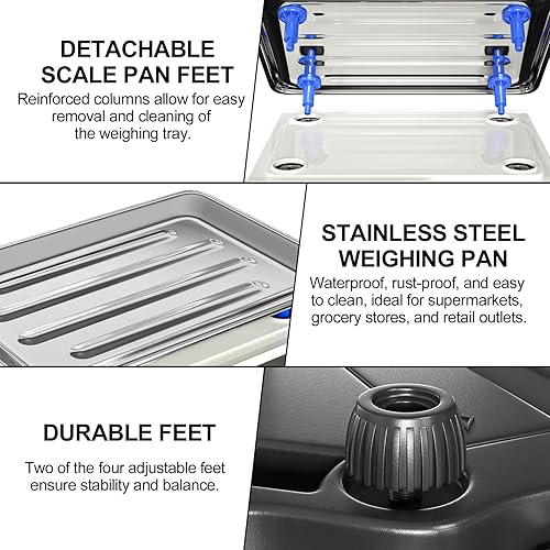 Miniatura 7 de Báscula de computación de precios 88 lb40 kg LCD digital de precios comerciales con plataforma de acero inoxidable, báscula de productos y báscula