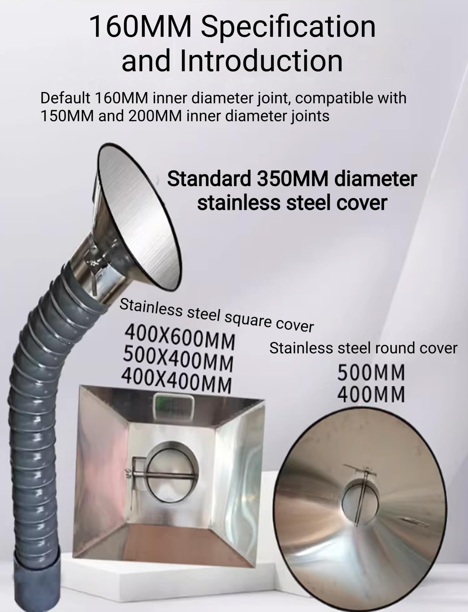 Manguera articulada para extractor de aire, brazo colector de conducto flexible con capucha, de 3 a 10 pies de largo para eliminación de humo de laboratorio
