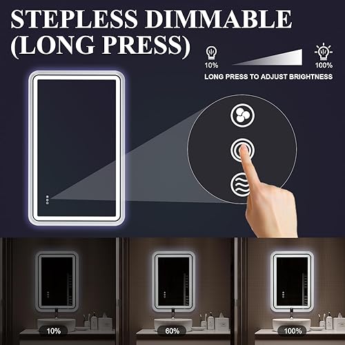 Miniatura 7 de ANDY STAR Espejo de baño LED de 20 x 28 pulgadas, espejo de baño iluminado redondeado RGB retroiluminado y frontal iluminado, regulable