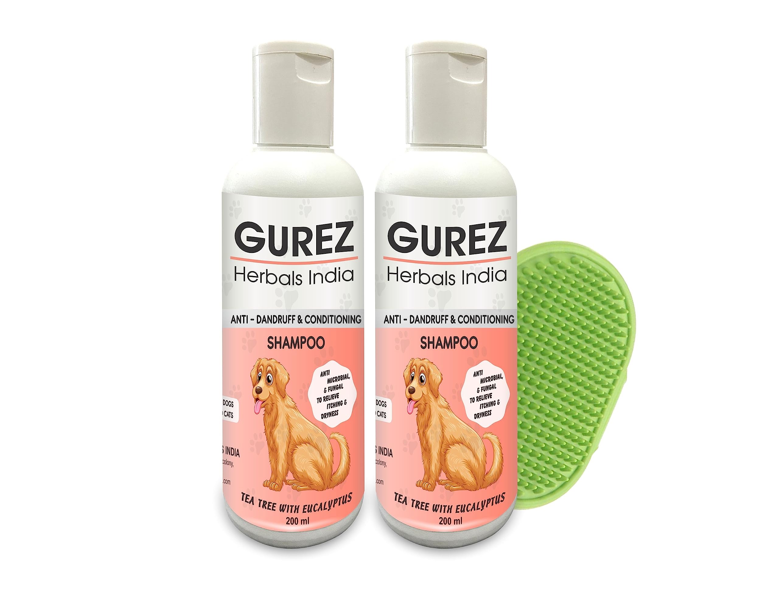 Gurez Herbals India Anti-Dandruff & Conditioning Anti-itching Pet Shampoo for Dogs and Cats 200ml Pack of 2 with (Buy 2 Get 1 Free Bathing and Grooming Hand Brush for Pets (200 ml_Combo Pack) (B0CBS58QTB) Amazon Price History, Amazon Price Tracker