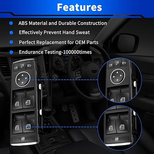 Miniatura 3 de Interruptor de ventana eléctrica principal para Mercedes-Benz ML350 2012 2013 2014 2015, delantero izquierdo del lado del conductor Control de