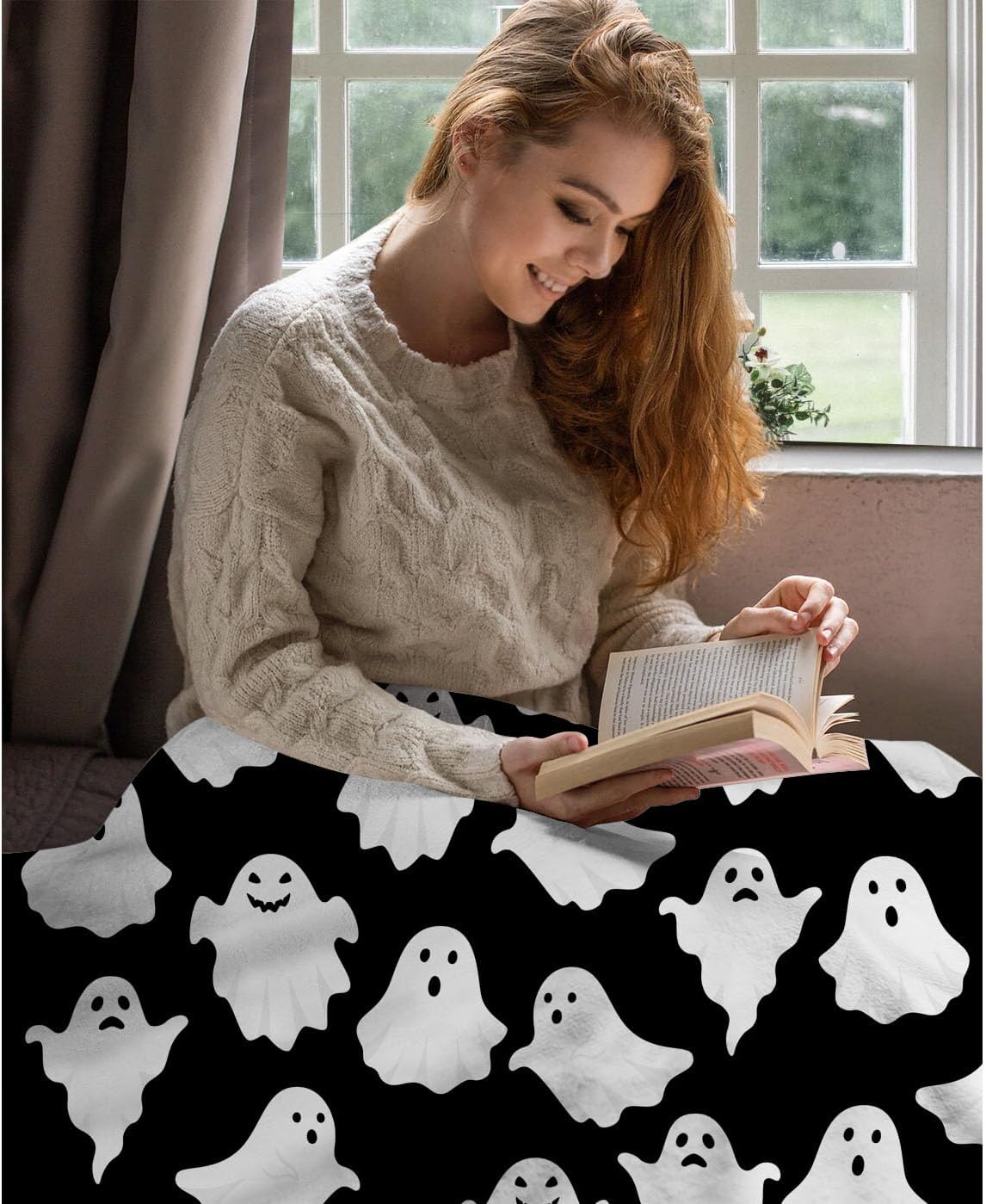 Halloween Ghost Throw Blanket Cute Funny Ghosts Blanket Soft Cozy Fuzzy Flannel Throw Blankets for Couch Bed Sofa Halloween Spooky Living Room Decor Boys Girls Blankets Gifts for All Season 50x60 Inch - Image 6
