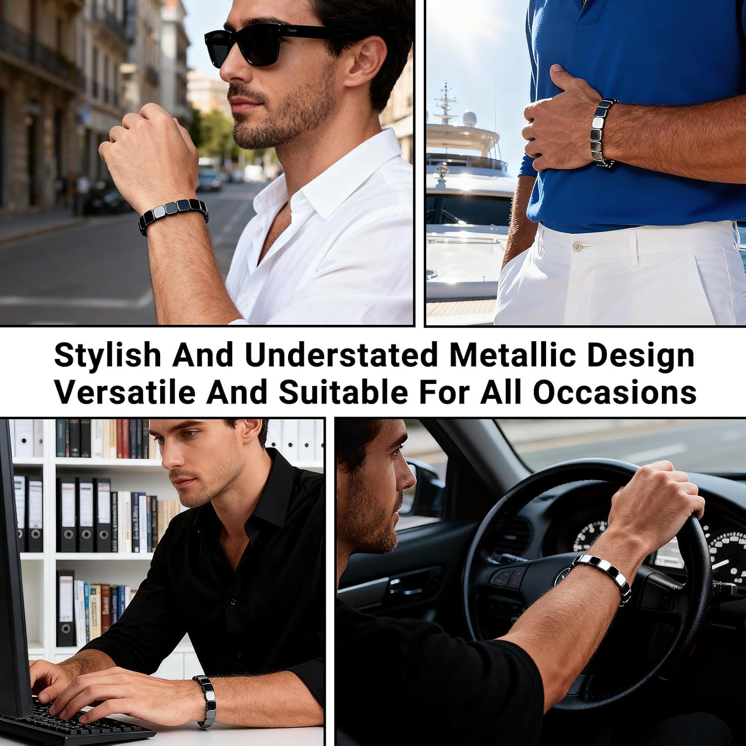 2PCS Hematite Bracelet Men, Reignites Masculine Energy,Natural Hematite Stone Beaded Stretch Healing Bracelets,Natural Pure Black Hematite Bracelet,Bracelets Christmas Gifts For Men - Image 2