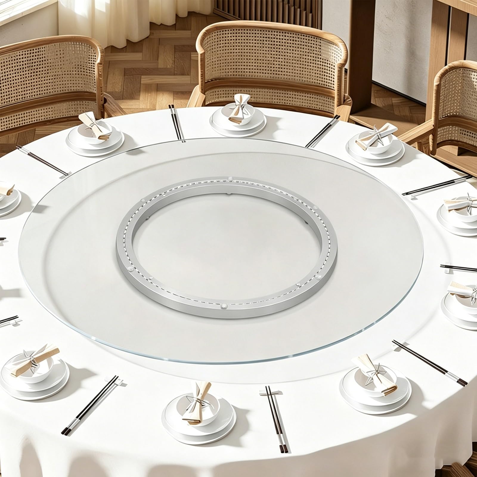 Cuscinetto For Giradischi In Lega Di Alluminio,Cuscinetti For Giradischi | Solo base, kit di parti Lazy Susan, robusto, tavolo da pranzo rotondo, piastra girevole liscia(500mm (20 inches))