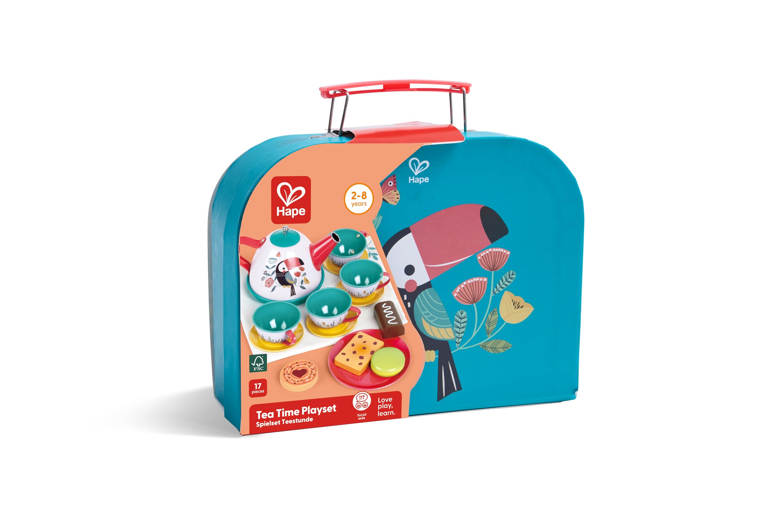 Hape Zestaw do zabawy na herbatę, zestaw do herbaty z walizką, akcesoria kuchenne, również w podróży