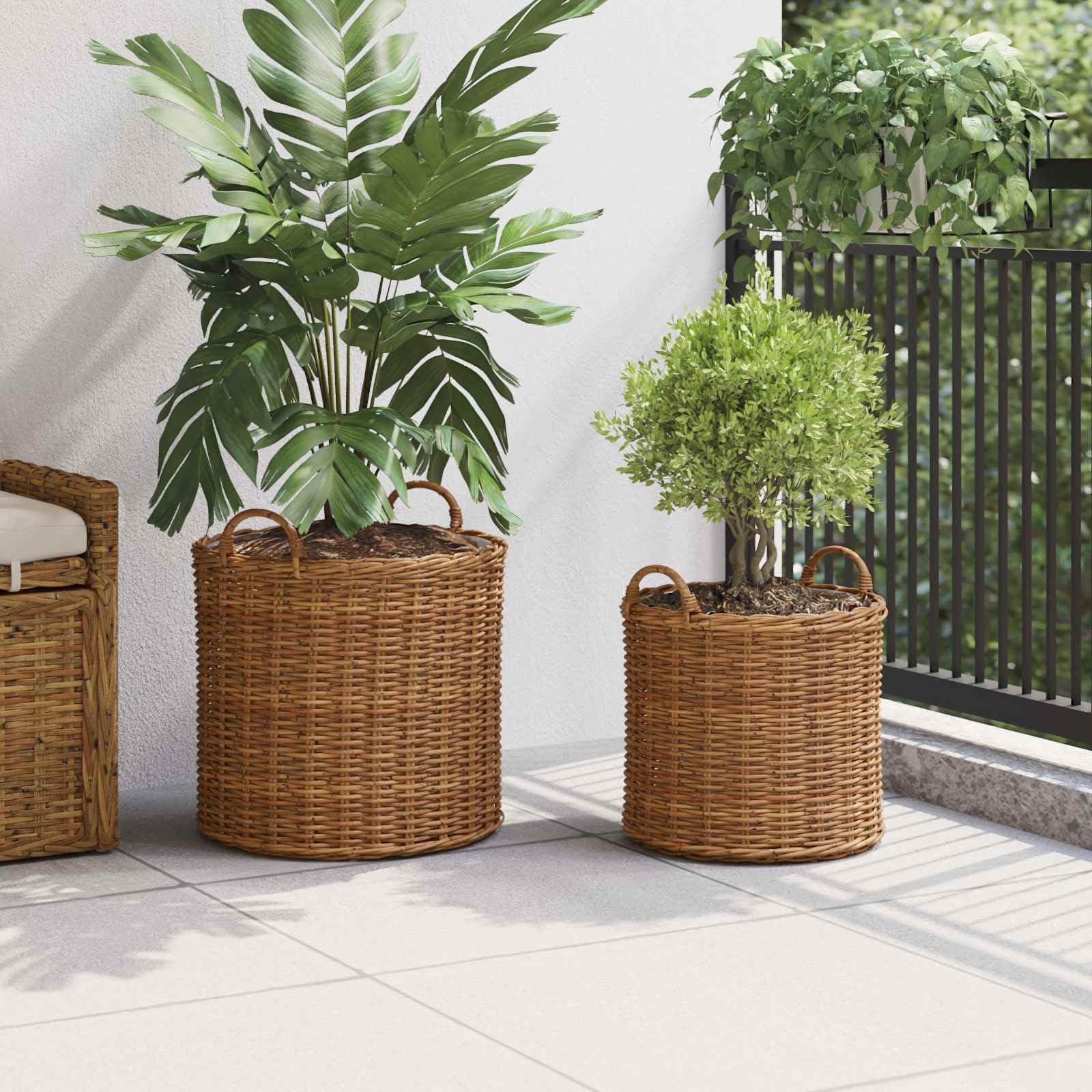 Generisch Blumentopf Körbchen mit Speicher 2 pcs Braun Lacak Rattan,Heim & Garten,Dekoration,Körbe-42020952