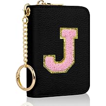 Initial Credit Card Holder, Small RFID Card Leather Wallet for Women