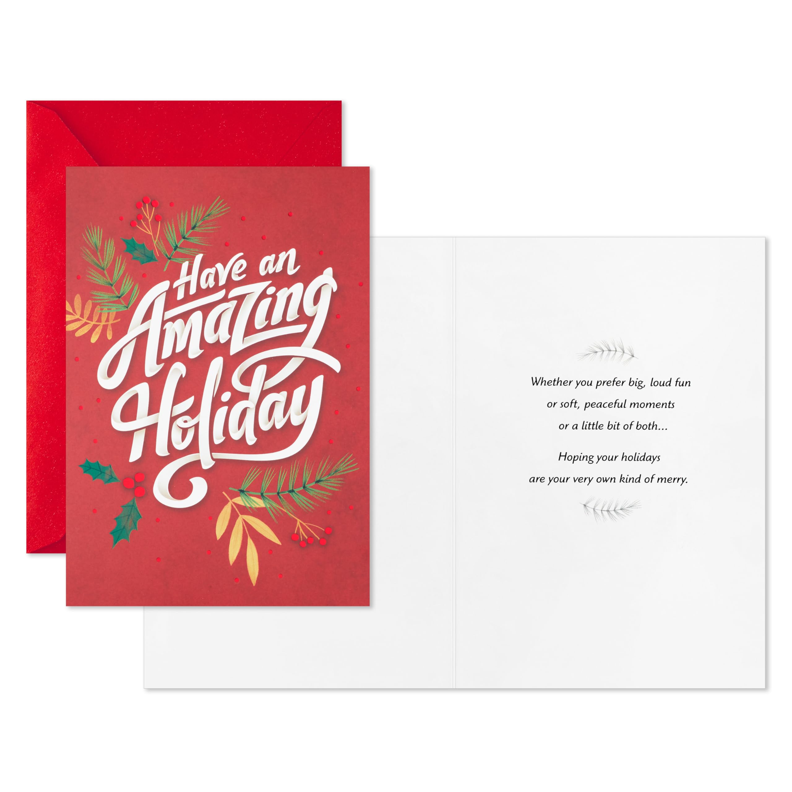 Hallmark Weihnachtskarten-Set – 40 Karten + Umschläge, Design 'Immergrün & Stechpalme', 12,7x18,3 Cm