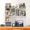 deli Desktop Bookshelf, High-Capacity Desk Hutch Organizer with 7 Shelves and 2 Drawers for Computer Desk, Desk Shelf Organizer for Dorm Office Home, White