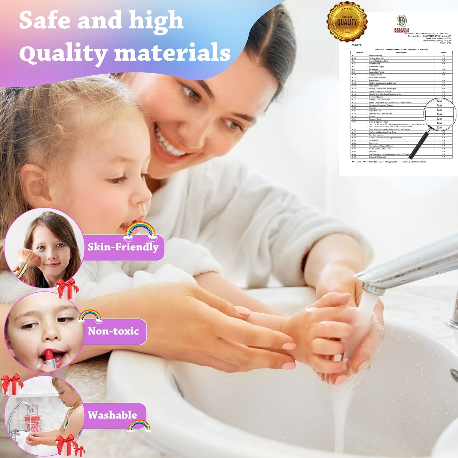 Kids Nail Polish Set for Girls,Nail Art Salon Kit with Non-Toxic Quick Dry Nail Polish,DIY Nail Art for Grils Gifts Toys for 36 Months Old Girls - Image 3