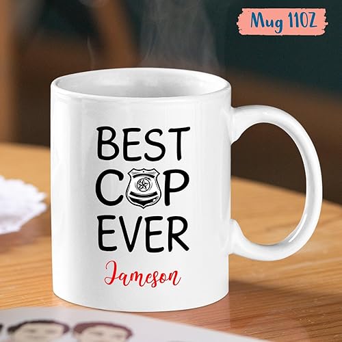 Miniatura 4 de Tazas personalizadas con nombre de oficial de policía, taza de café Best Cop Ever, tazas de cerámica personalizada para policía, regalo de la