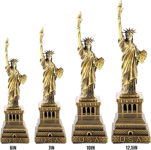 Miniatura 2 de FUNHOKO Estatua de la Libertad América 6 pulgadas modelo de metal recuerdo decoración del hogar tinte cobre para amigos, suministros de fiesta de la