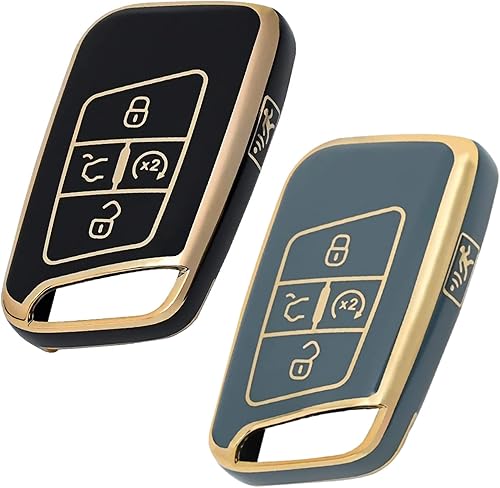 AME - 2 fundas para llavero para Volkswagen Tiguan Atlas Jetta Passat Golf Alltrack 2021 2020 2019 VW modelos de botón de arranque funda remota