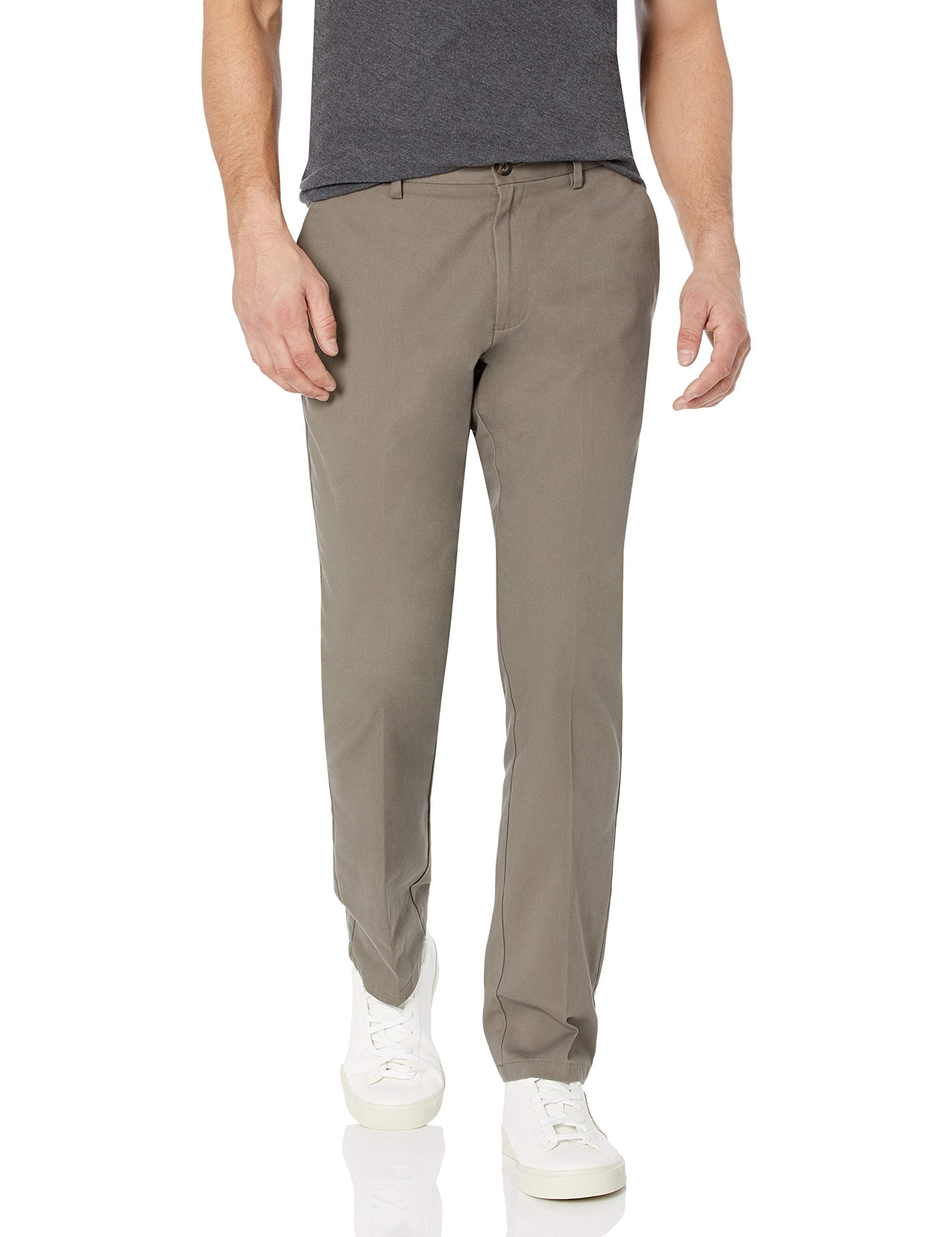 Amazon Essentials Knitterfreie Flatfront-Chinohose – Dunkelbraun, 33W/32L