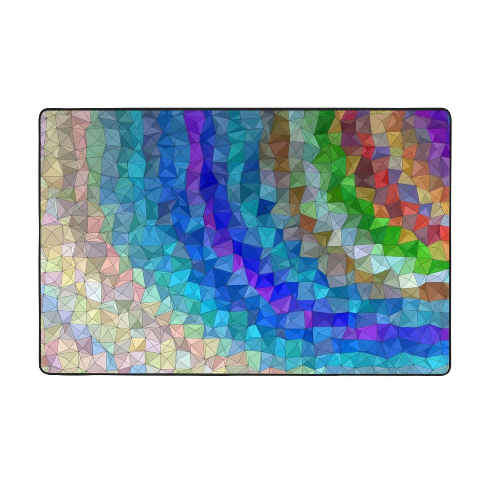 Grand tapis doux imprimé triangle pour le salon et la chambre