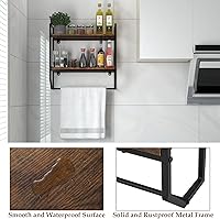 Vista 6 de GOFLAME Estantes industriales de baño de 2 niveles con toallero, estante sobre el inodoro montado en la pared con marco de metal, estante