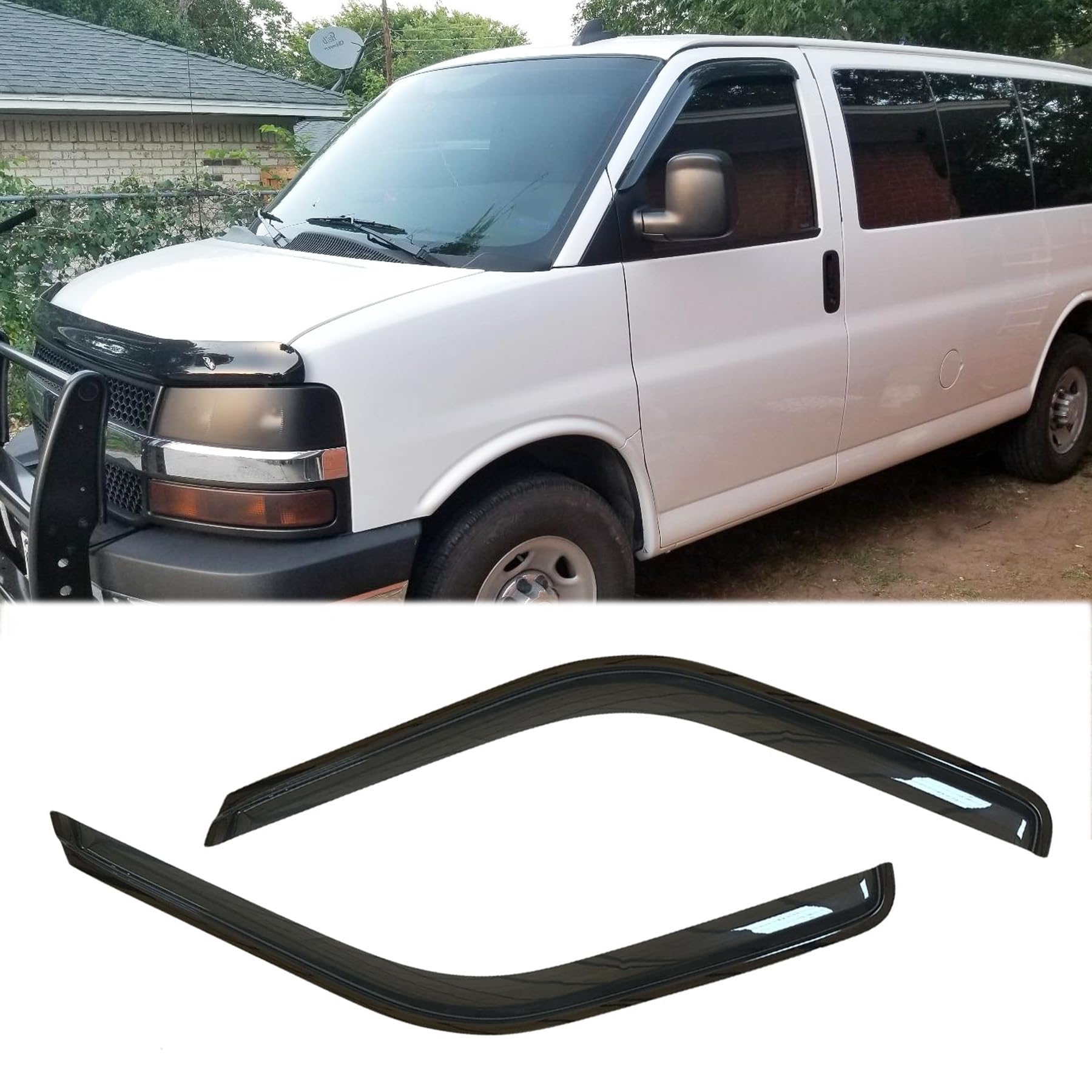 2pcs original shatterproof rainproof window wind deflectors for express/savana 96-20, nice looking rain guards, window visors for cars, vent deflector fit for 96-20 express/savana 1500/2500/3500 92455