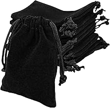 10 sacchetti in velluto per gioielli, riutilizzabili con coulisse, sacchetti per gioielli, sacchetti regalo per banchetti e gioielli, 7 x 9 cm (nero)