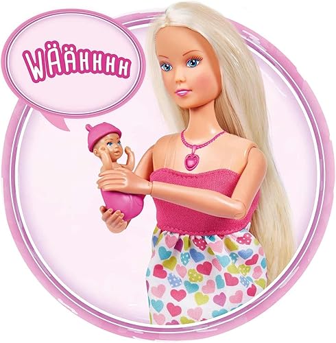Miniatura 5 de Simba Steffi Love 105733480 Felicidad, muñeca embarazada con bebé, grandes sonidos, accesorios y asiento