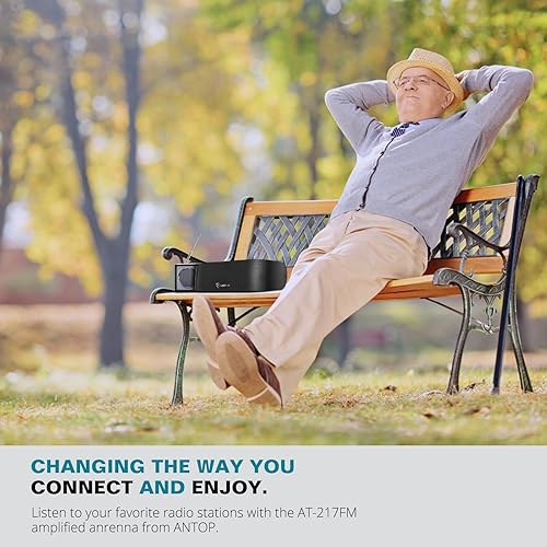 Miniatura 2 de ANTOP Antenna d Antena de radio amplificada FM AM, antena de radio interior para receptor, recepción multidireccional para señales de audio de radio