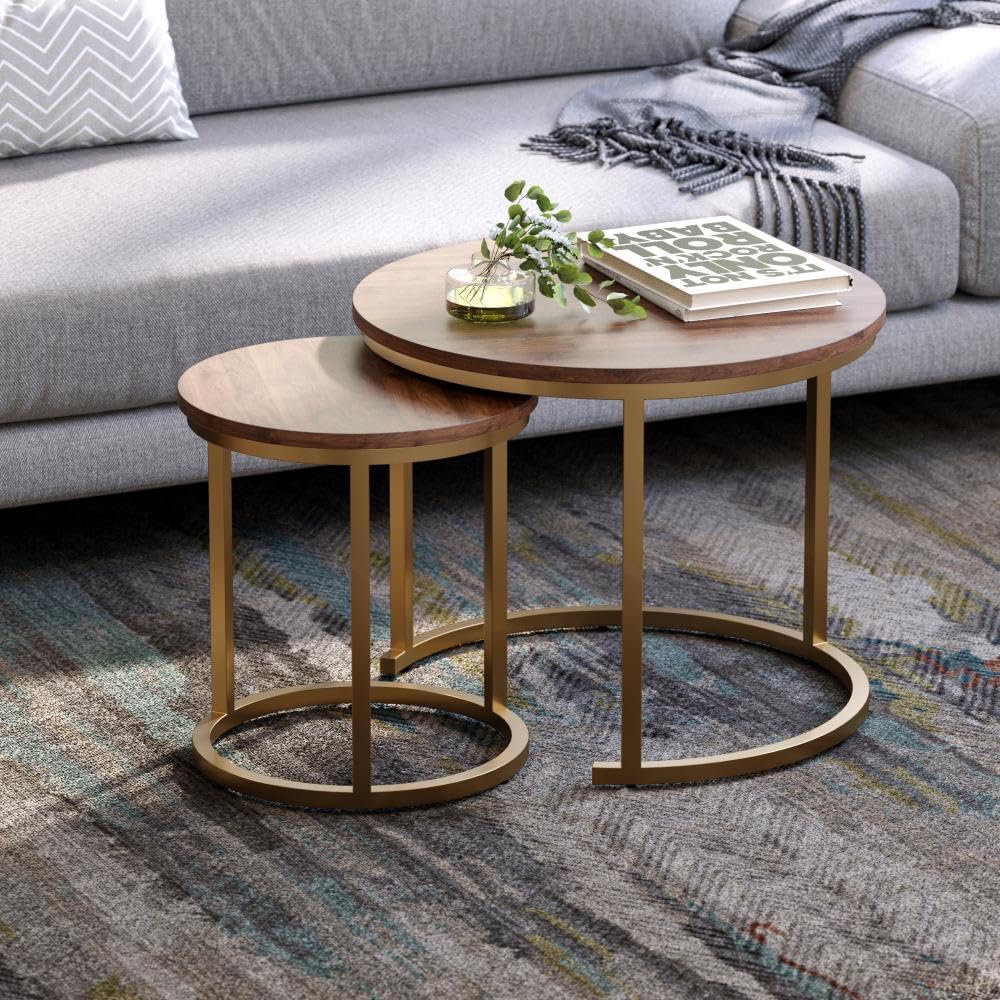 Wakefit Coffee Table | 1 Year Warranty | Center Table, Tea Table, Center Table for Living Room, Coffee Table for Living Room, Nesting Tables, Metal (Kaltos - Colombian Walnut)-image-10