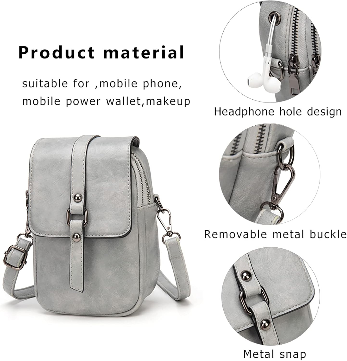 myfriday Small Leather Crossbody Bag for Women with Guitar Strap Mini Crossover Bags & Shoulder Purses with 2 Card Slots - Image 7