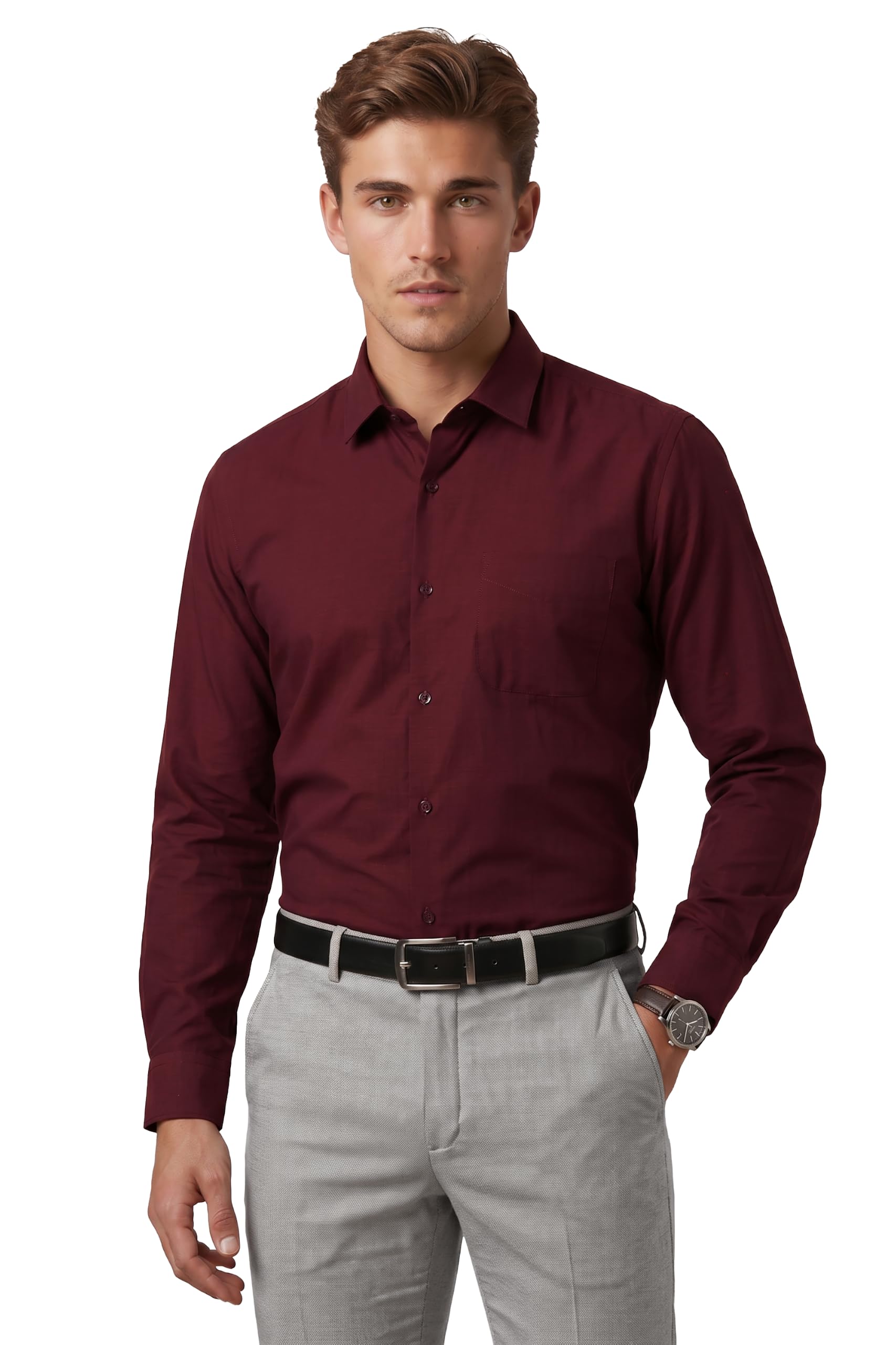Peter England Men's Everyday Solid Slim Fit Full Sleeve Formal Shirt | Cotton-Rich