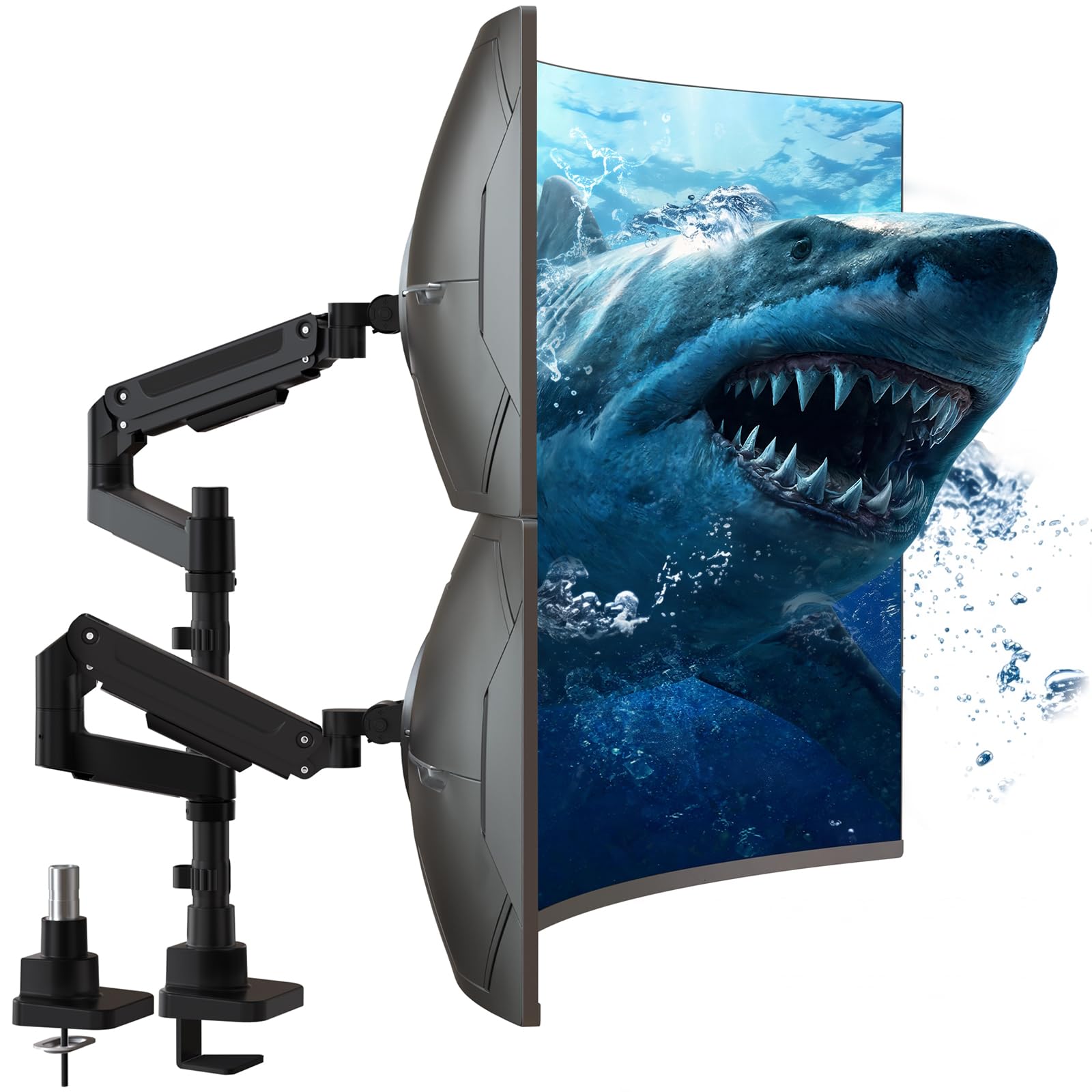 WALI Vertical Dual Monitor Arm for 13-49 inch Curved Screens, up to 44 lbs