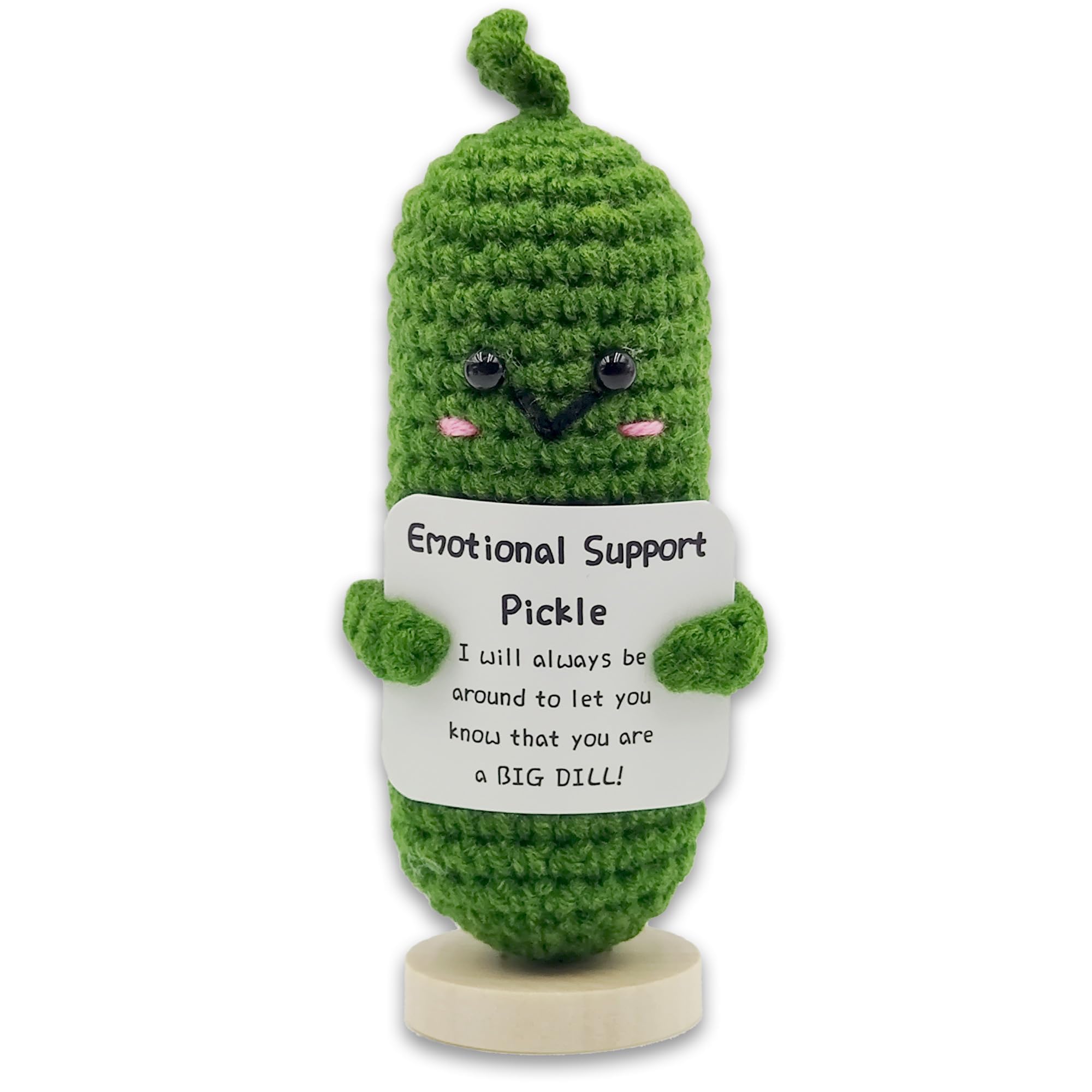 GNAFOTU Handmade Mini Funny Positive Emotional Support Pickle,Mini Funny Motivational Crochet Pickle,Funny Knitted Pickle Gifts for Friends4.72inch (A)