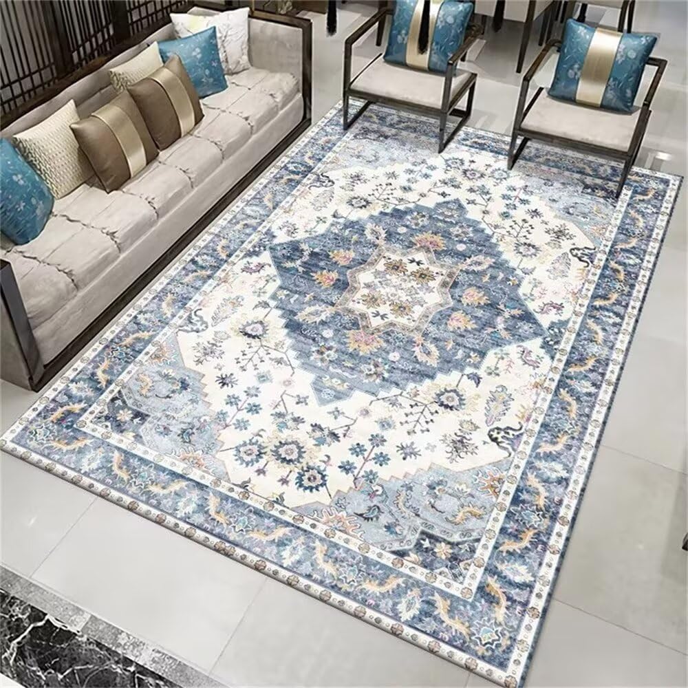 Tapis chambre ado lavable bleu 200x200 grand format résistant
