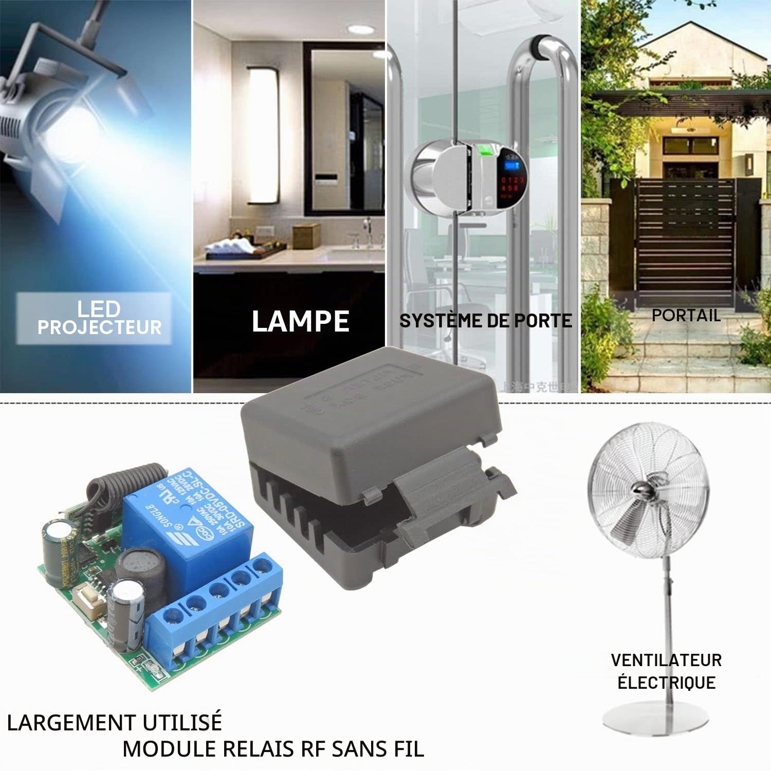 DieseRC Commutateur de Télécommande sans Fil 433Mhz 5V 12V 24V 1 Canal Radio Commande Relais Récepteur avec 5 émetteurs Porte-clés Contacts sans potentiel contrôleur de Relais