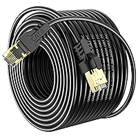 Vista 16 de Cable Ethernet Cat 8 de 8 pies, alta velocidad de 40 Gbps, 2000 Mhz, 26 AWG, conector RJ45 chapado en oro, para exteriores e interiores