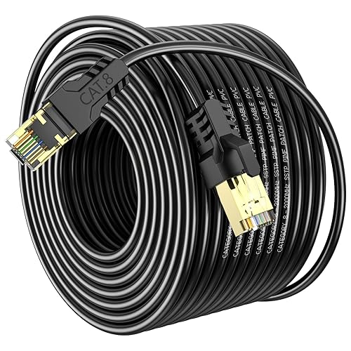 Miniatura 14 de Cable Ethernet Cat 8 de 8 pies, alta velocidad de 40 Gbps, 2000 Mhz, 26 AWG, conector RJ45 chapado en oro, para exteriores e interiores,