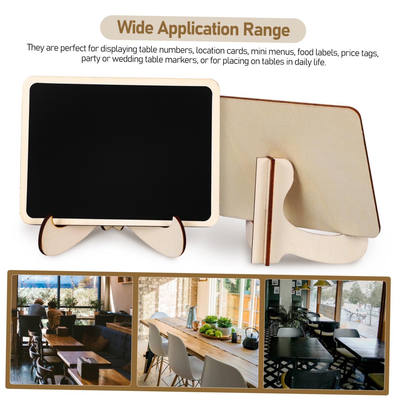 SEWACC Set de Mini Panneaux Ardoise Support en Bois et Plastique Noir, Effaçables et Stables, Incluant 10 Tableaux, 20 Autocollants, 2 Marqueurs, 2 Chiffons pour Couleur Aléatoire