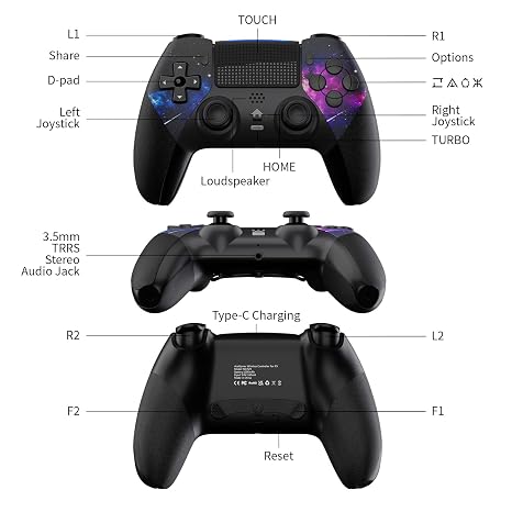 AceGamer Wireless Controller for PS5/Pro/Slim/PC, Hall Effect Joysticks, Macro/Turbo Function, Bluetooth Controller with 6-Axis Gyro/Dual Vibration/Touchpad/Ergonomic/Speaker/3.5mm Audio Jack!