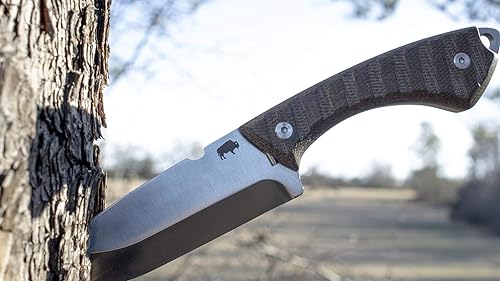 Miniatura 7 de Lord & Field Frontiersman Cuchillo de supervivencia de hoja fija de acero 1095HC de 4.5 pulgadas, hoja lisa satinada - Molienda Scandi modificada -