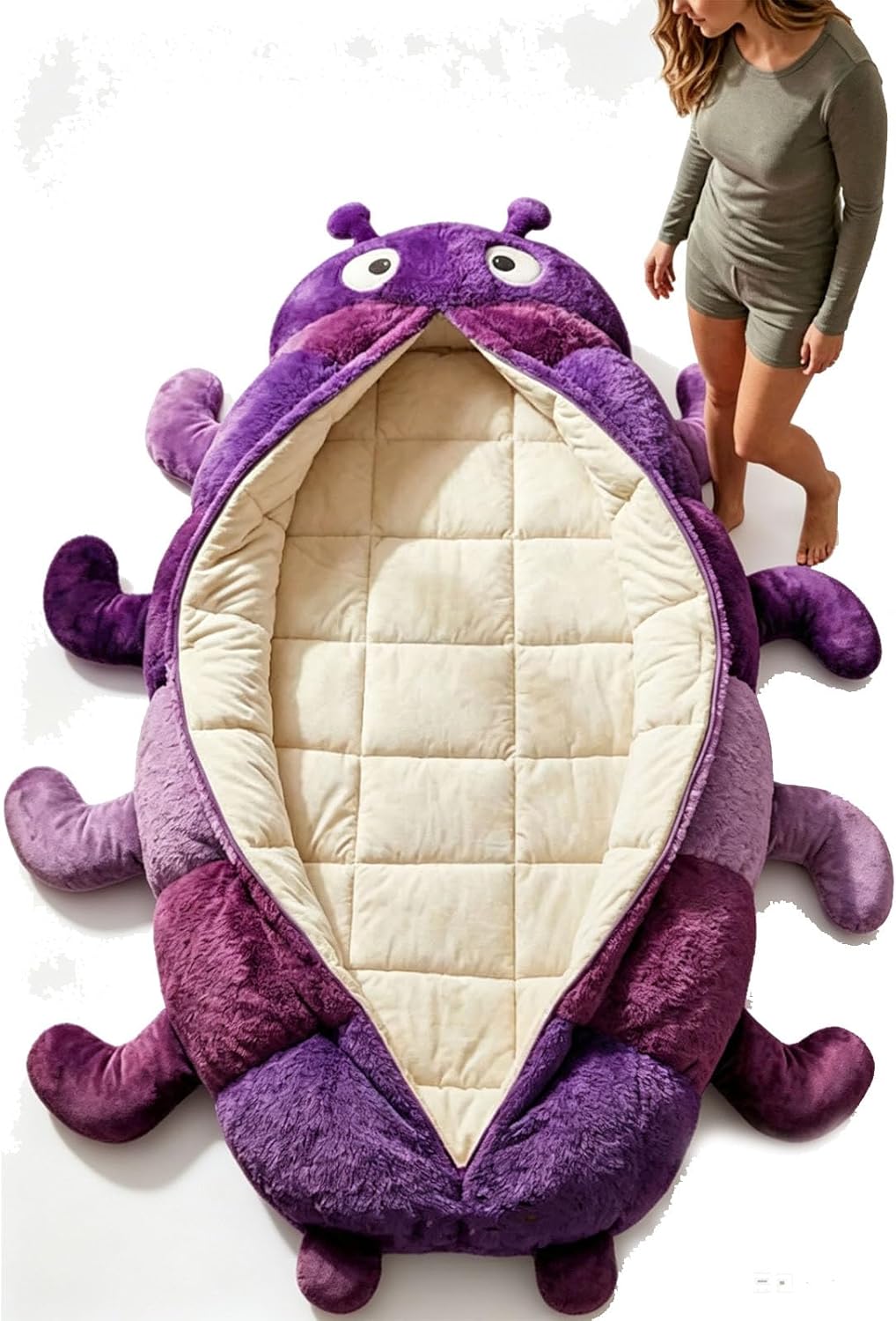 Hugging Caterpillar Sleeping Bags, Animal Sleeping Bags for Adults, Plush Cocoon Sleeping Bag, Pull Cord Sleeping Bag,Indoor Nap Pod, Cozy Reading Nest, Animal for Adults