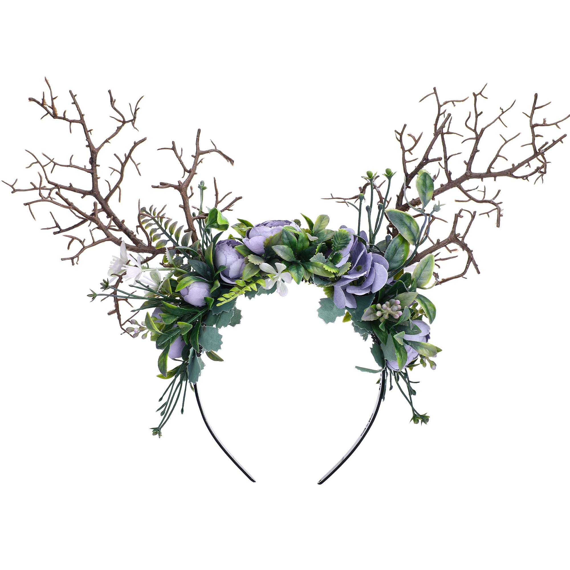 MOSTORY Forest Crown Antler Headband for Women Renaissance Faire, Green-blue