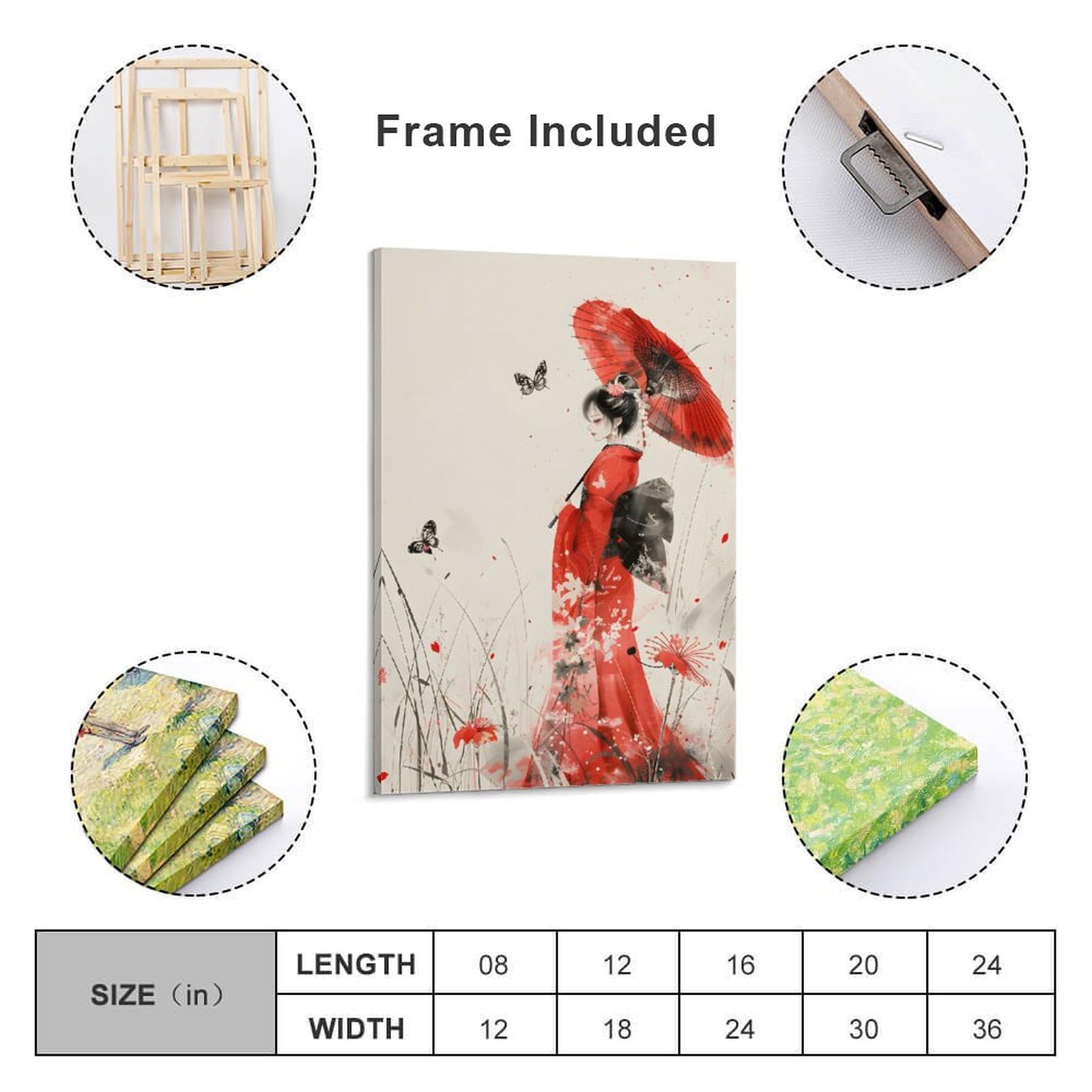 Lienzo Decorativo JWJQTLD - Arte Japonés Kimono Para Pared