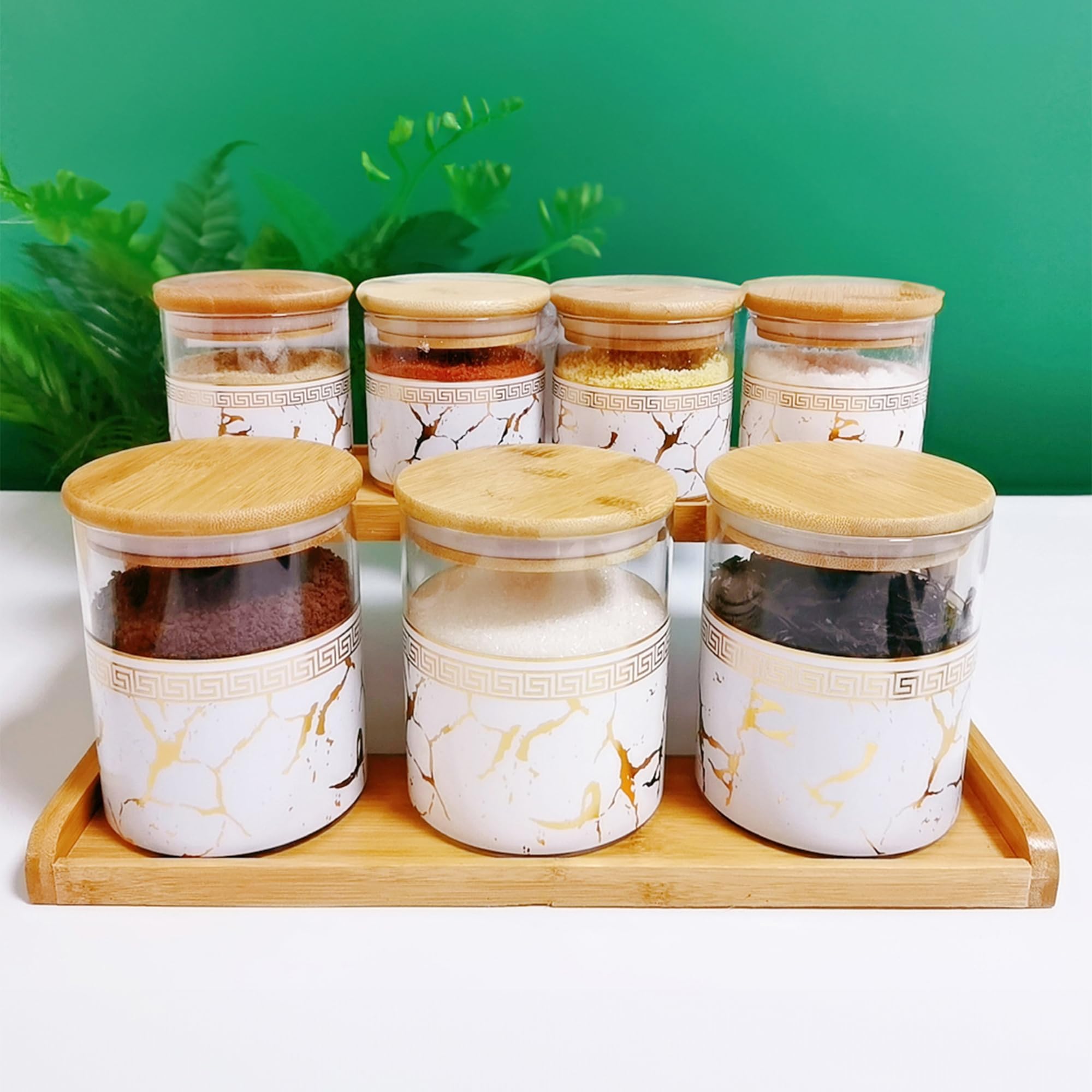 UMAI Pack of 7 Kitchen Organizer Borosilicate Jars with Bamboo Lid & Tray | 4 Pcs 350 ml & 3 Pcs 850 ml | Glass Jars for Cookies, Spices, Snacks, Tea, Coffee, Sugar | BPA Free | White (B0CPWCXXW5) Amazon Price History, Amazon Price Tracker