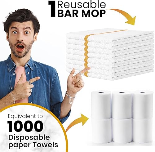 Miniatura 4 de Bar Mops - Juego de 60 toallas de cocina de 16 x 19 pulgadas, multiusos, para el hogar, restaurante y limpieza, juego de paños absorbentes de color