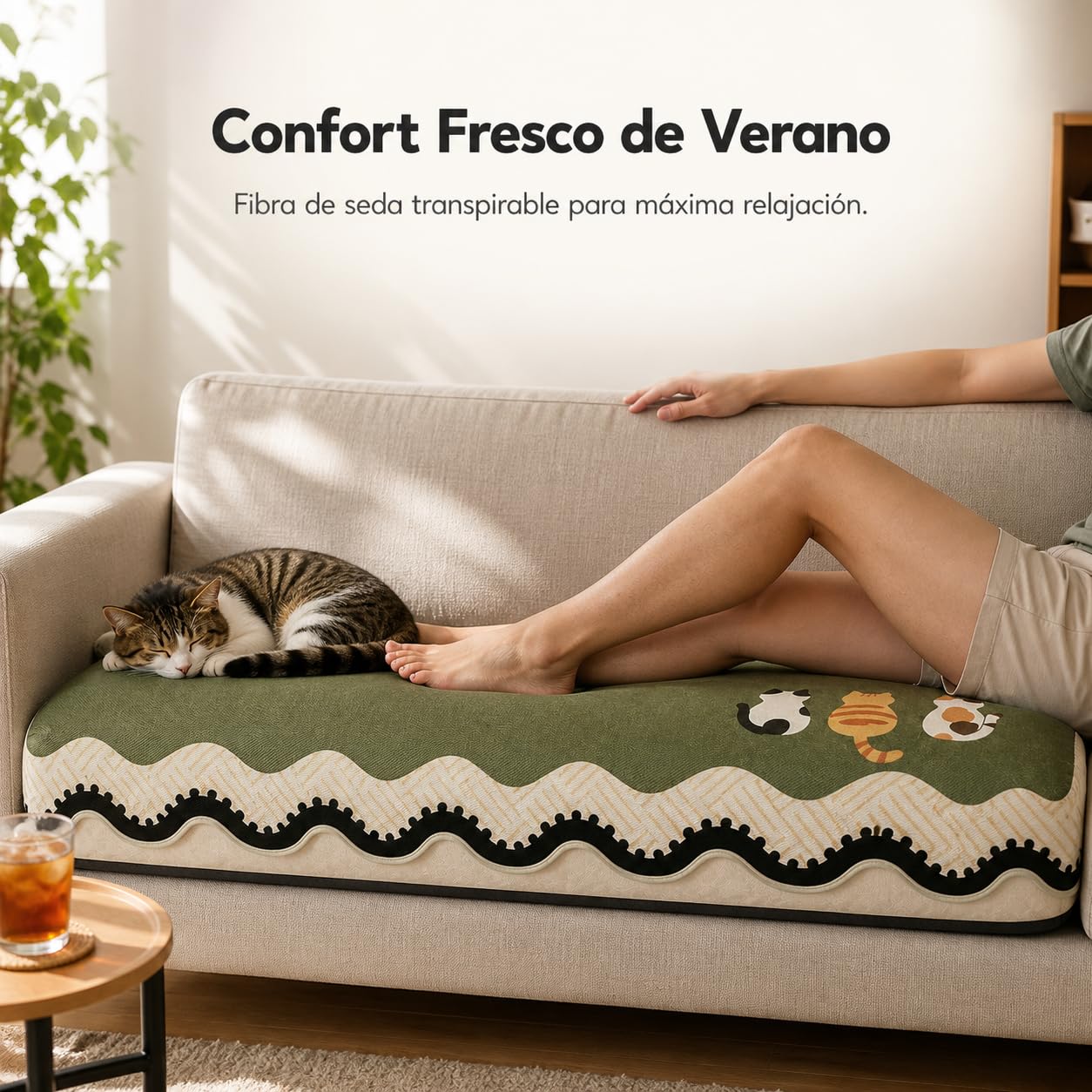Coussin Canapé Rafraîchissant Lavable, 90x120cm | Fibre soie rafraîchissante, lavable en machine, sécurité A, bords liés, pour la famille, pour sofa
