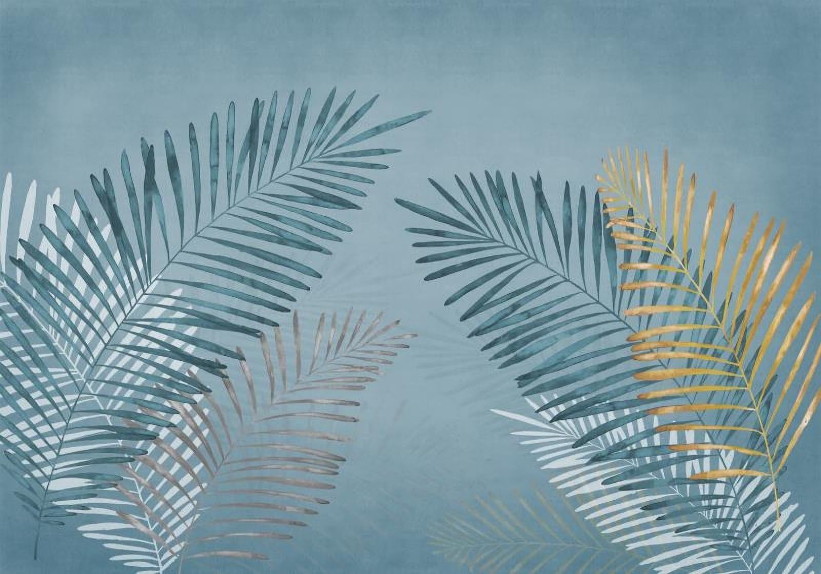 Papier peint panoramique bleu feuilles 430x300cm intissé pour salon